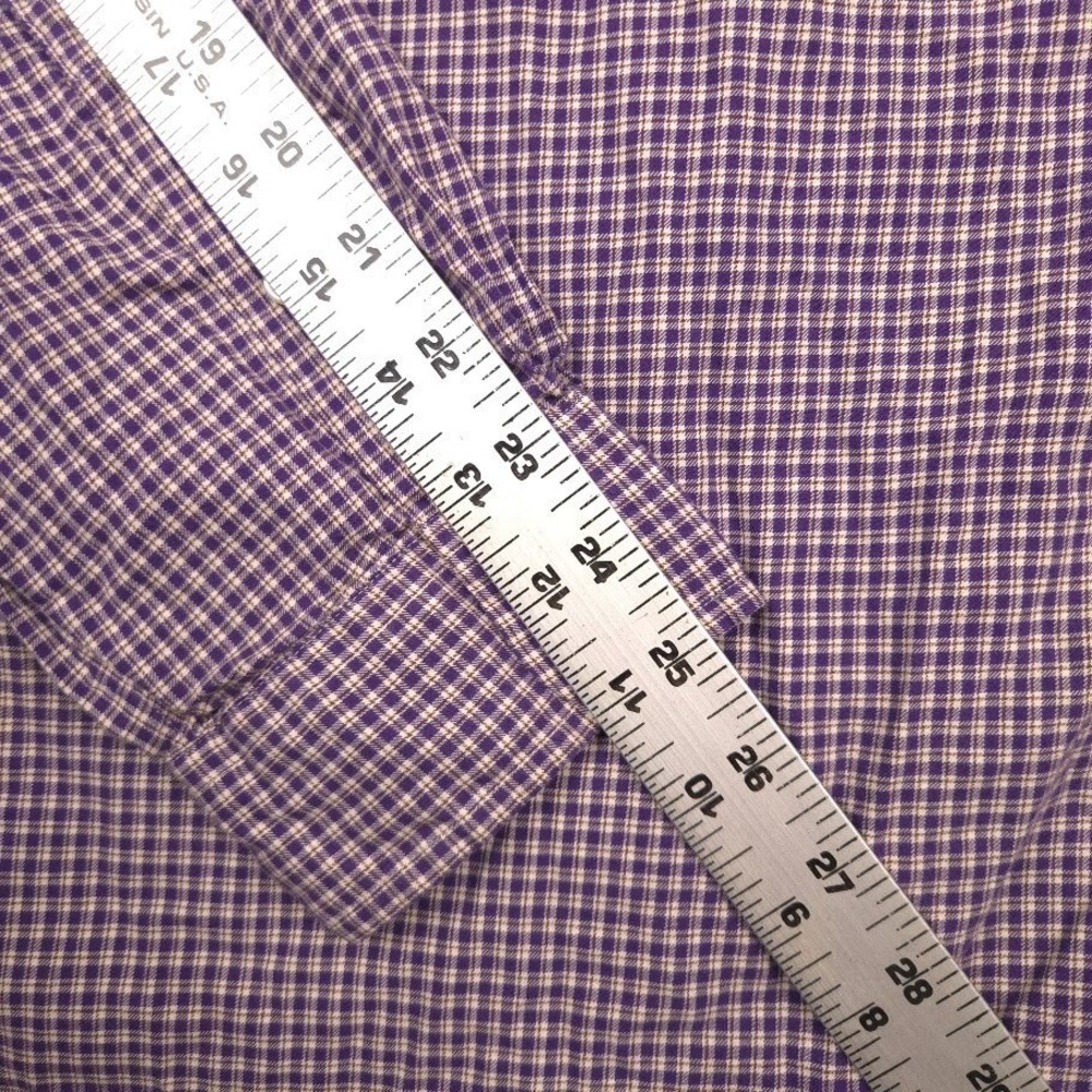 Ralph Lauren Button Down Shirt Men XL Purple Micro Plaid Classic Fit Long Sleeve - Picture 7 of 10